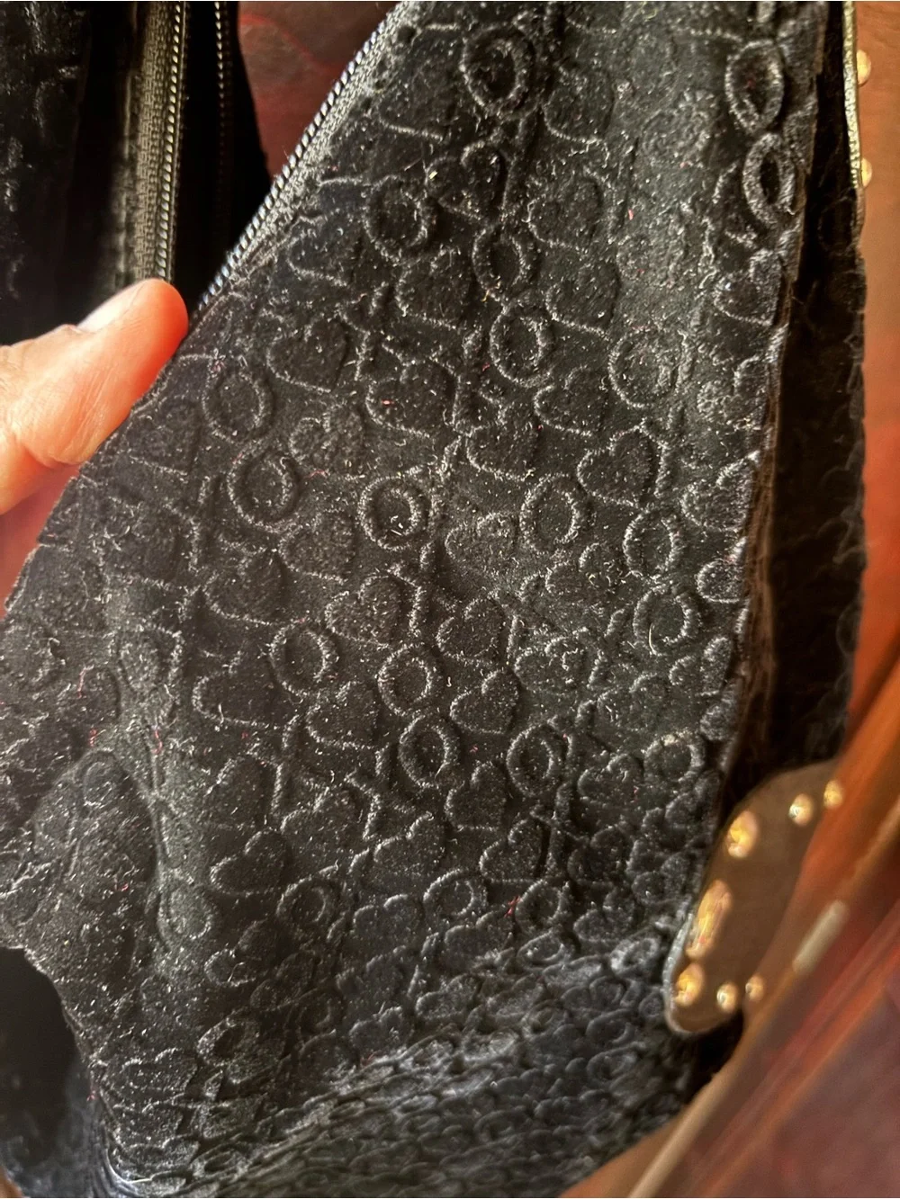 XOXO Black Hobo Bag with Stud Accents velvet feel - vintage Y2K